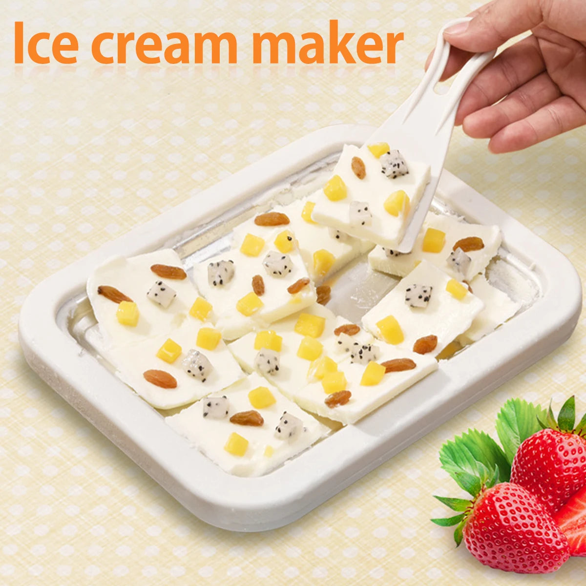 Ice Cream Roll Maker Machine With 2 Scrapers Ice Cream Maker Plate Multifunctional Cold Sweet Fried Food Plate Rolled Ice Cream