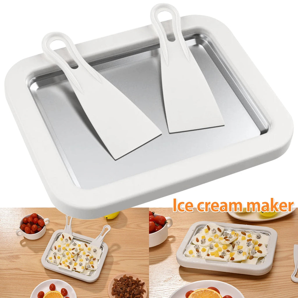 Ice Cream Roll Maker Machine With 2 Scrapers Ice Cream Maker Plate Multifunctional Cold Sweet Fried Food Plate Rolled Ice Cream